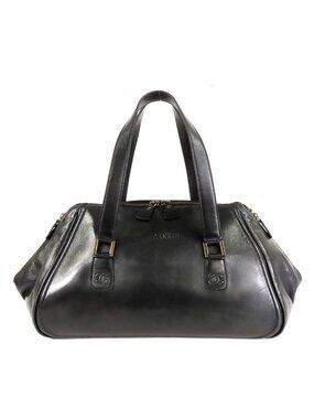 Chanel Boston Bag Black Gold Lambskin
